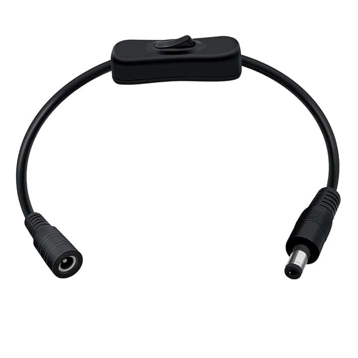 Cavo jack interruttore DC 22AWG 12V 24V cavo di prolunga DC 5,5 mm x 2,1 mm maschio femmina, DC5521 cavo per telecamere di sicurezza, router, DVR, strisce LED (nero, 0,3 m)