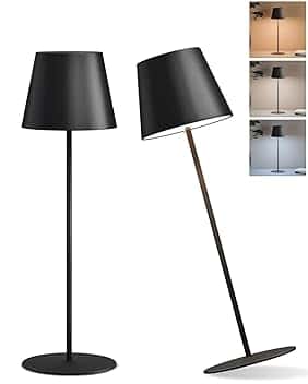 FUYO Lampada da tavolo Senza fili, 2 Pezzi Lampada da Tavolo Ricaricabile Touch Dimmerabile 2700-6000K con 3 Colori Modalità Dimmerabile Stepless Outdoor IP44 Impermeabile per Interno Esterno (Nero)