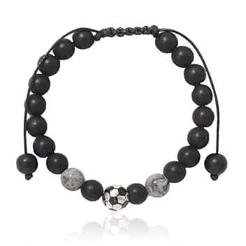 BAUCH Bracciale Bambino 1 Pezzo Bracciale Intrecciato Nero Opaco a Tema Calcio（Per Tifosi di Calcio Quotidiano & Regalo ）