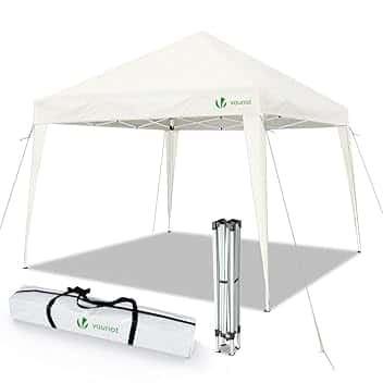 VOUNOT® Gazebo Pieghevole da Giardino 3x3 M, Mercato Tenda Pop up con 4 Sacchi di Sabbia di Peso e Sacca di Trasporto, Bianco