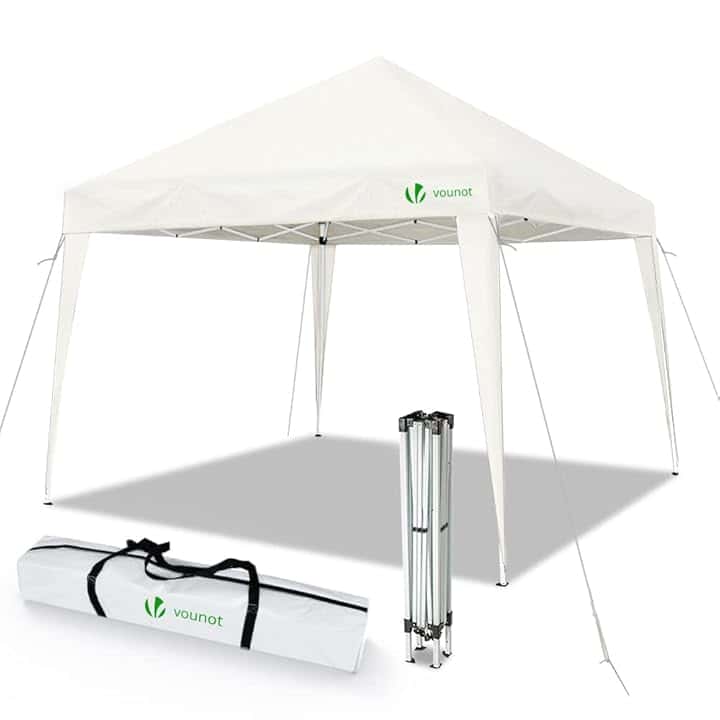 VOUNOT® Gazebo Pieghevole da Giardino 3x3 M, Mercato Tenda Pop up con 4 Sacchi di Sabbia di Peso e Sacca di Trasporto, Bianco