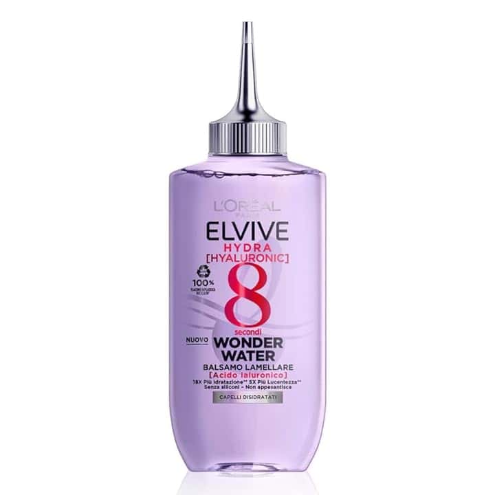 L'Oréal Paris Balsamo Lamellare Elvive Wonder Water Hydra Hyaluronic, Per Dare Lucentezza a Capelli Disidratati, Senza Siliconi, 200 ml