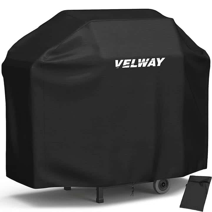 Velway Copertura Barbecue da Esterno, Telo Copri Barbecue Impermeabile, Copri BBQ, Anti Polvere Neve Pioggia Feci di Uccelli Sole,147x61x117cm,Nero