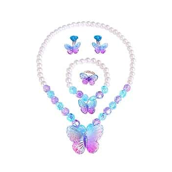 VJUYSW Set di Gioielli Farfalla per Ragazze, Collana, Anelli, Bracciali, Orecchini, Regalo per Feste di Compleanno, Feste a Tema, Halloween