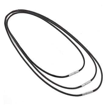 Reccisokz Reccisokz 3 Pezzi Cordoncino Per Collane,Collane Caucciu Uomo Con Chiusura,40/45/50cm Catena Di Cuoio Per Collana Uomo e Donna,Collana Ricambio Per Cindolo Di Catena Cordino Nero Per Ciondoli