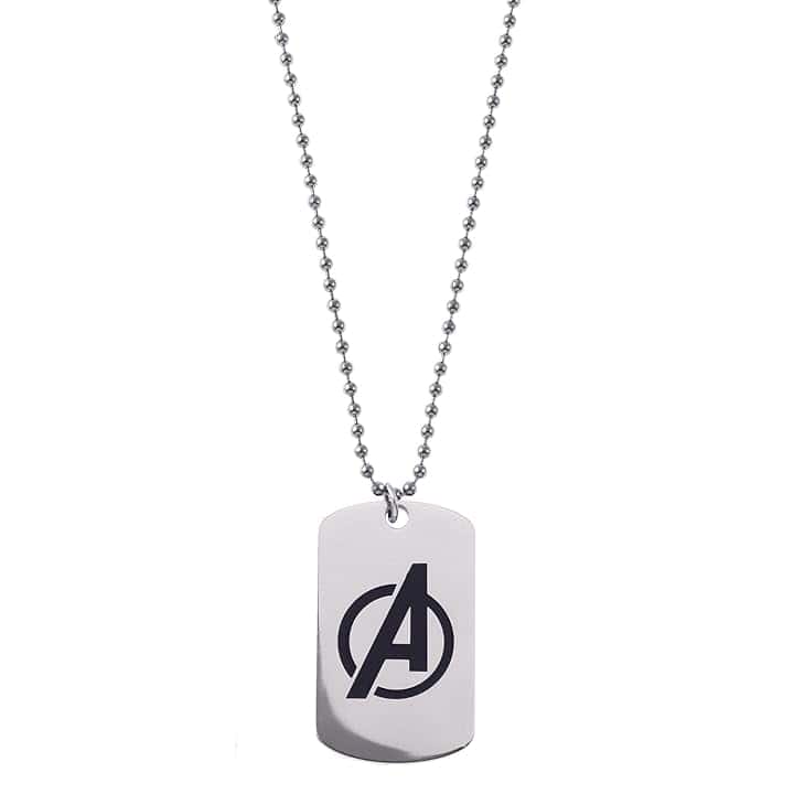 Marvel Collana in acciaio inox con ciondolo Spider-Man/Thanos/Avengers/Black Panther per bambini, lunghezza 56 cm