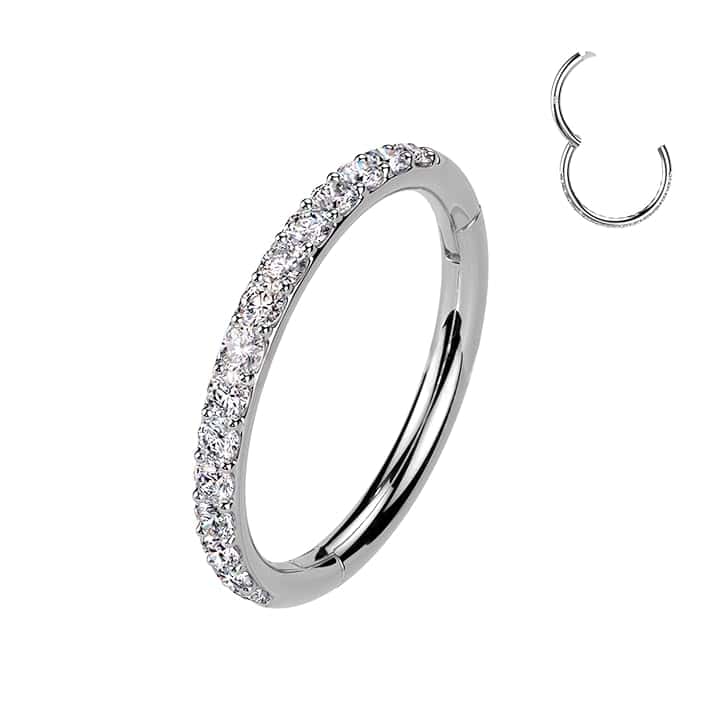 AWAKEN Piercing Orecchini Anello a Clicker Cerchio con Cristalli Brillanti Cartilagine/Septum/Helix in Acciaio Chirurgico 316L