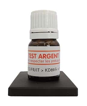 KD89 KD89 Test reattivo/soluzione per testare argento, con pietra di paragone naturale e istruzioni multilingue, spatola per gioielli, monete, lingotti, 2,5 ml, KIT1A