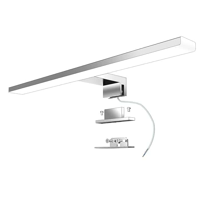 Aogled Lampada da Specchio Bagno 40 cm 10W 820LM 230V Bianco Neutro 4000K, Lampada da Bagno,Classe II in Acciaio Inossidabile,Morsetto su Specchio/Armadio/Illuminazione a Parete 400mm