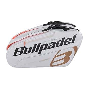 Bullpadel - Paletero Tour Bianco, con Dettagli in Nero e Arancione, con Tasche per Racchette, Scomparto per Abbigliamento o Materiale e Tasche Ausiliarie, Maniglie Imbottiate e da Mano per il