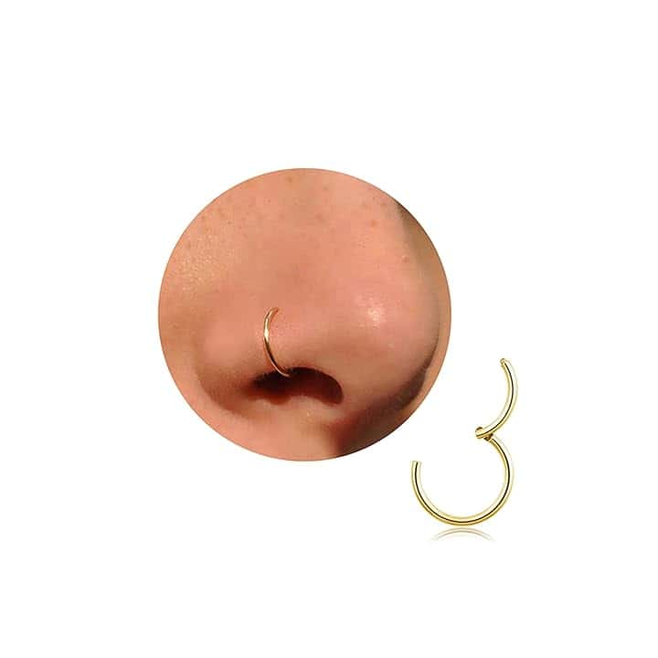 DAI JY Anello da naso in oro e argento, sottile, in titanio, per uomo e donna, 20 g, 18 g, 16 g, per setto trago, conch, per labbra, naso, anelli da 6 mm/7 mm/8 mm/9 mm/10 mm ClimatePartner certified