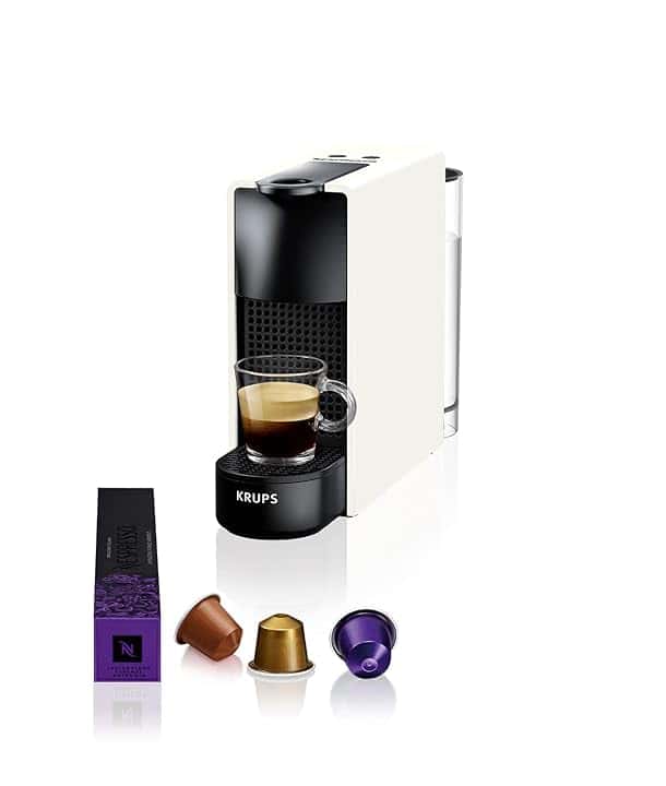 Nespresso Essenza Mini XN1101, Macchina da Caffè Krups, 2 Lunghezze, Eco Mode, Bianco