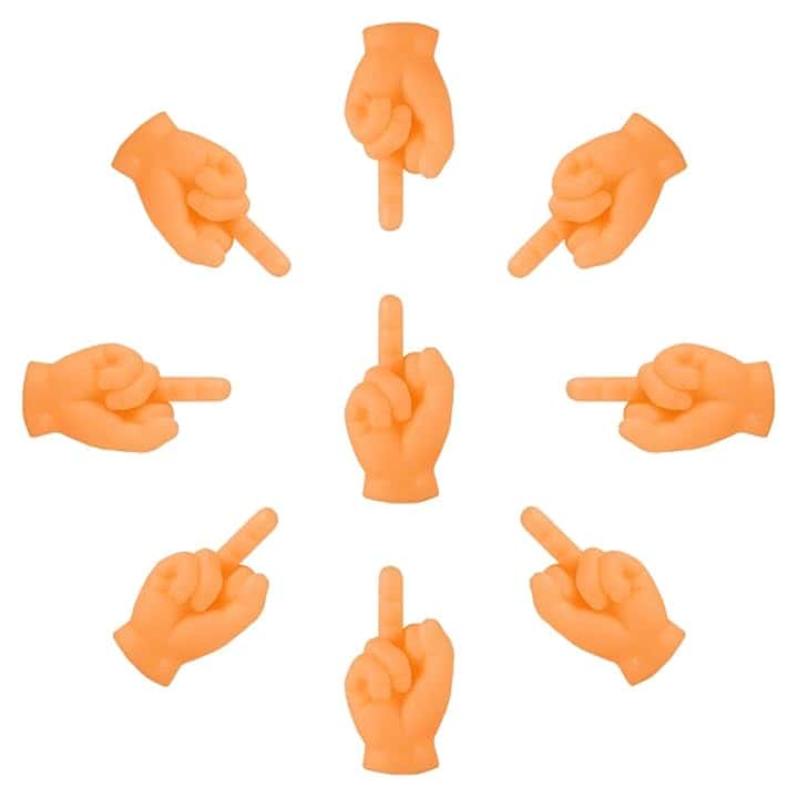 10 pezzi Mani del dito medio in gomma, divertente design realistico, burattini divertenti per le dita, burattini divertenti per le mani, regalo per Halloween