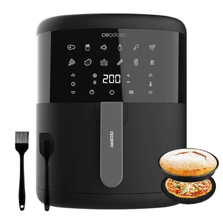 Cecotec Friggitrice ad Aria Cecofry Bombastik 6000 Full. Air Fryer 1700 W, Capacità 6 L, Tecnologia PerfectCook, Regolazione della Temperatura e Del Tempo, Controllo Touch, 12 Modalità, Accessori