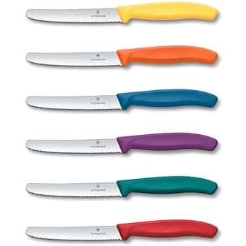 Victorinox Swiss Classic set 6 coltelli da tavola seghettati, coltelli da pane, 11 cm, acciaio inox, lavabile in lavastoviglie, Swiss Made, multicolore