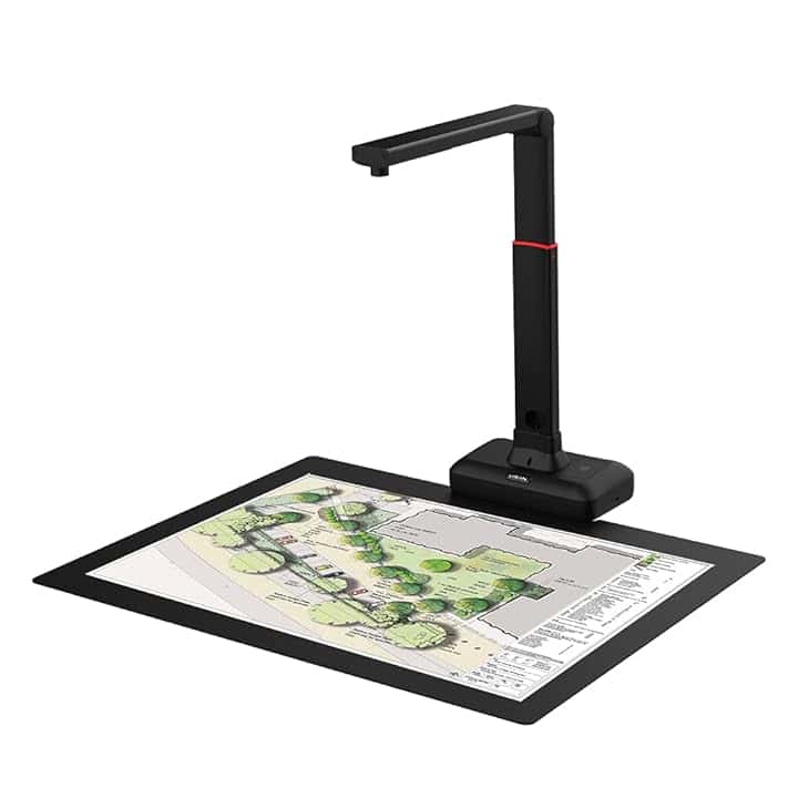 Viisan S21 per documenti e libri di formato fino a A2. 21MP Sensor leviga la curvatura delle pagine doppie del libro. scansione automatica. Modifica delle immagini e software OCR. Windows e Mac