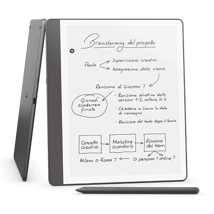 Amazon Kindle Scribe (16 GB) | Schermo ridisegnato con bordi uniformi. Ora puoi scrivere nei libri e nei documenti | Penna premium inclusa | Grigio tungsteno