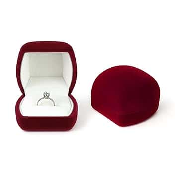 FuninCrea FuninCrea Semplice scatola per anelli in velluto, per matrimonio, portatile, per anello di fidanzamento, matrimonio, colore rosso