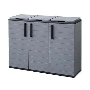 Maury's Armadietto Pattumiera 300 Lt per la Raccolta Differenziata Da Esterno e Interno 3 Vani Separati 102x37xh84 cm con Anelli Portasacco Scomparti per Rifiuti e con Ante (3 Scomparti)