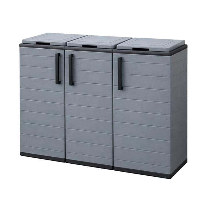Maury's Armadietto Pattumiera 300 Lt per la Raccolta Differenziata Da Esterno e Interno 3 Vani Separati 102x37xh84 cm con Anelli Portasacco Scomparti per Rifiuti e con Ante (3 Scomparti)