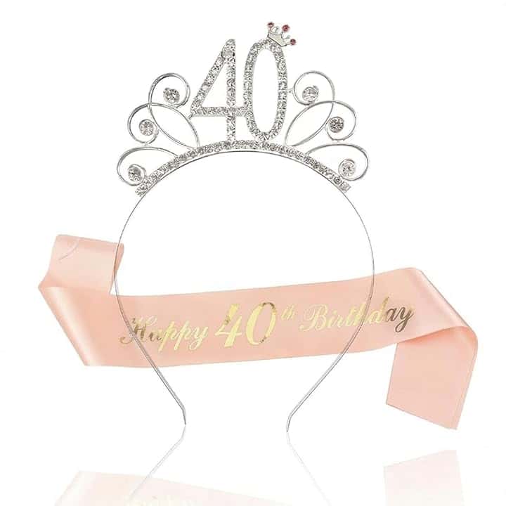ZKGYUS Compleanno Corona e Fascia, Happy Donna Strass Corona Diadema e Fascia, per Accessori Decorativi per Feste per Ragazze