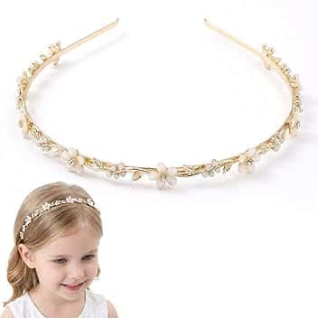 YUZNA 1 Accessorio, Cerchietto per Bambine e Ragazze, Corona di Fiori con Braccialetto, Coroncine Fiori, Adatto per Matrimoni, Prima Comunione Bambina e Comunione Bambina