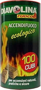 6 x DIAVOLINA Accendifuoco Ecologico 100 Cubi 100 PEZZI