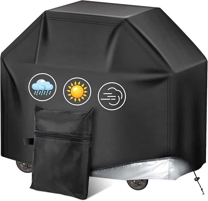 CIRULLI Copertura per barbecue resistente alle intemperie, resistente ai raggi UV e agli strappi, griglia a gas universale, resistente alle intemperie per cucina esterna, 145 x 61 x 117 cm - nero
