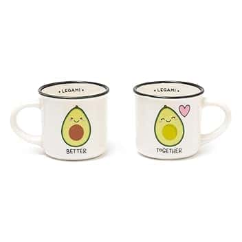 Legami - Espresso For Two, 2 Tazzine da Caffè in Porcellana New Bone China, Capacità 50 ml, Tema Avocado, Lavabili in Lavastoviglie, Utilizzabili nel microonde