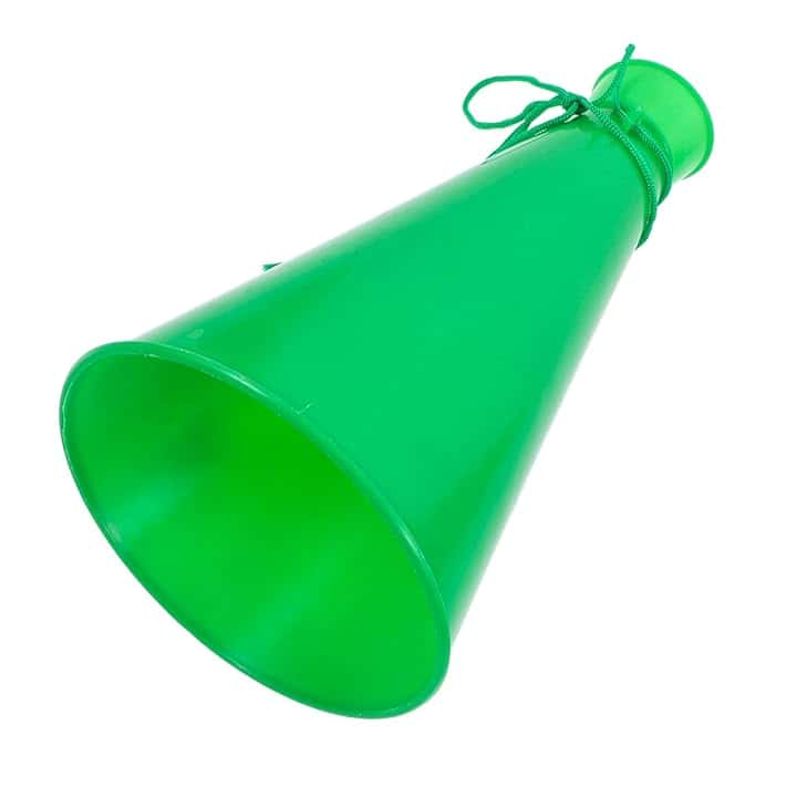 Megafono portatile in plastica, corno verde per tifo, per eventi cheerleader e attività all'aperto
