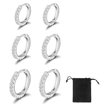 SJBAUTYO SJBAUTYO 3 Paia Orecchini a Cerchio Piccoli,Orecchini a Cerchio di Cartilagine,Orecchini Anallergici Cerchio,Inox Anelli del Labbro del Naso per donna uomo, 8 mm 10 mm 12 mm