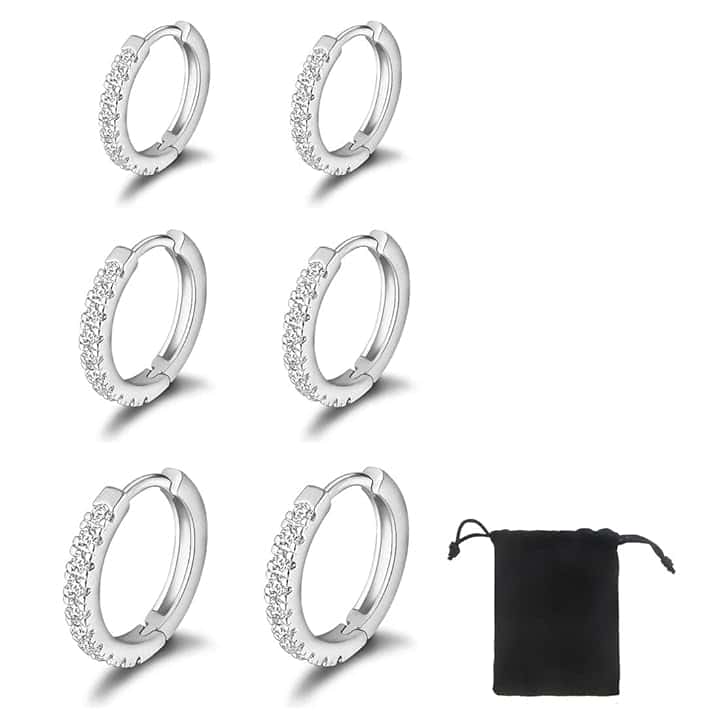 SJBAUTYO SJBAUTYO 3 Paia Orecchini a Cerchio Piccoli,Orecchini a Cerchio di Cartilagine,Orecchini Anallergici Cerchio,Inox Anelli del Labbro del Naso per donna uomo, 8 mm 10 mm 12 mm