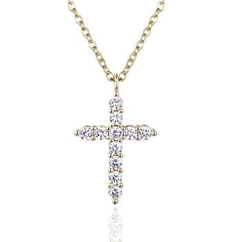 HALUKAKAH Collana con Pendente a Croce in Diamanti Placcato in Oro 18K/Platino per Bambini|Eco-compatibile Fatto a Mano|Regolabile|Disegnato in Italia|Per Compleanni,Lauree,Celebrazioni Speciali