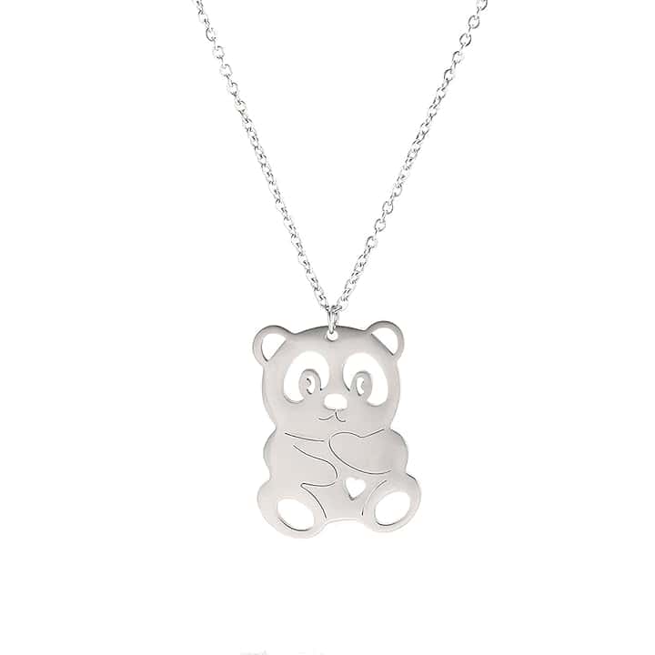 EUEAVAN Collana con ciondolo a forma di panda gigante con animali, in acciaio inox, stile hip hop, semplice, regalo di compleanno per donne e mamme