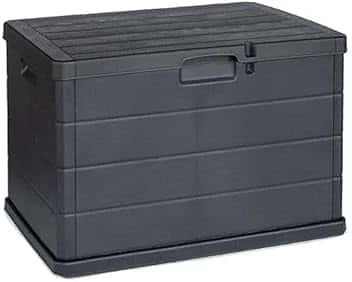 Maury's Baule Cassapanca 170 Litri Effetto Legno, Contenitore Stoccaggio, in Resina Antracite, Dimensioni 78L x 55l x 52H cm - Made in Italy