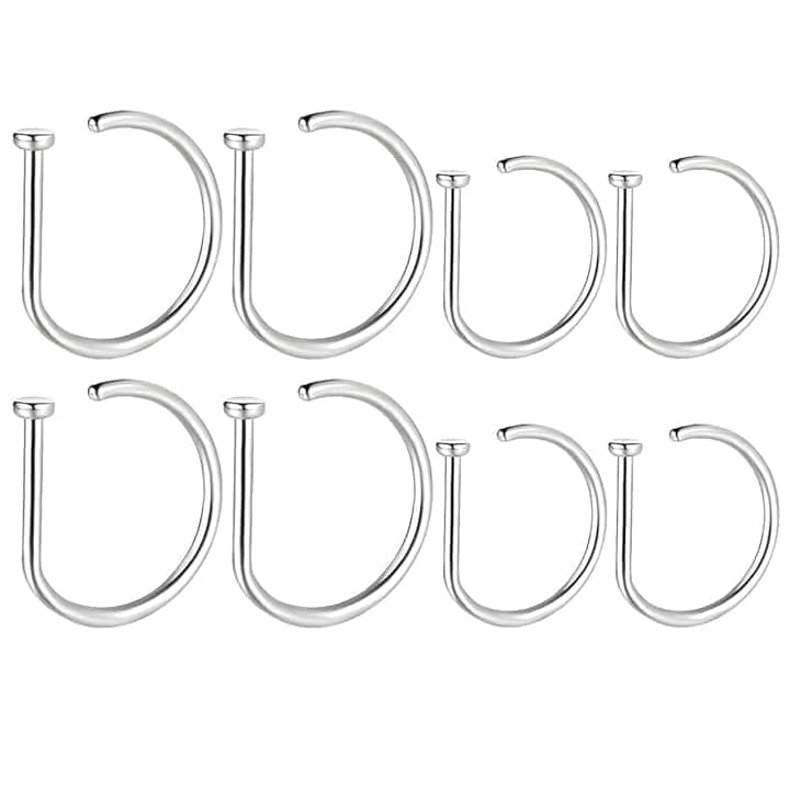 BDEPSTR BDEPSTR Anello del Naso in Acciaio Inox a forma di D 8pcs, Graffetta del Naso, Graffetta del Labbro senza Piercing, Anello del Labbro, Unisex