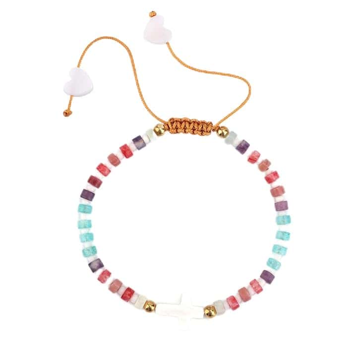 Mikovivi Bracciale con Croce Comunione, Regali Prima Comunione Braccialetto Cristiano Della Fede con Biglietto Benedizione Gioiello Religioso per Ragazzo Bambine Donne Cresima Regali per il Battesimo