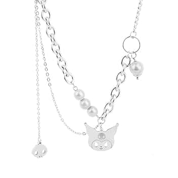 PQKL-party Collana riflettente multifilo con perline e ciondolo Kuromi, Kawaii collane per bambini