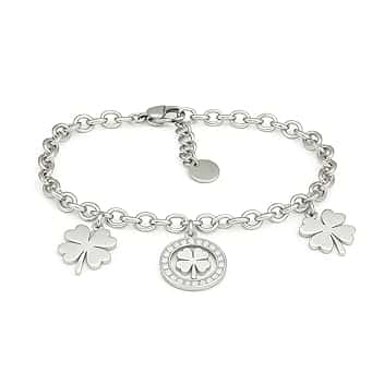 SAGA GIOIELLI Bracciale Donna Stella Cuore Quadrifoglio Albero Della Vita Portafortuna Acciaio