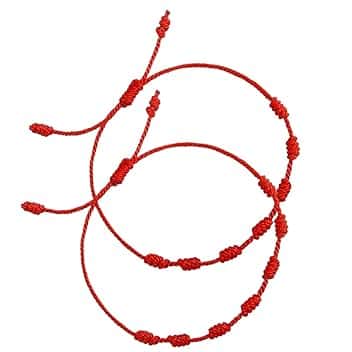 GYCAQAC 2 bracciali rossi Kabbala, braccialetto portafortuna + ciondolo/collana, rosso protezione malocchio, buona fortuna, amuleto rosso, intrecciato, San Valentino, festa della mamma, festa del papà, festa