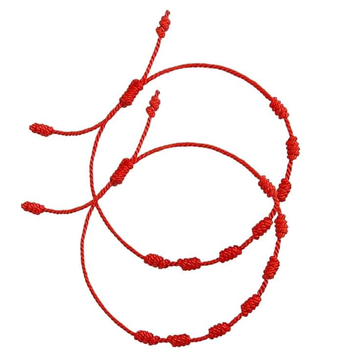 GYCAQAC 2 bracciali rossi Kabbala, braccialetto portafortuna + ciondolo/collana, rosso protezione malocchio, buona fortuna, amuleto rosso, intrecciato, San Valentino, festa della mamma, festa del papà, festa