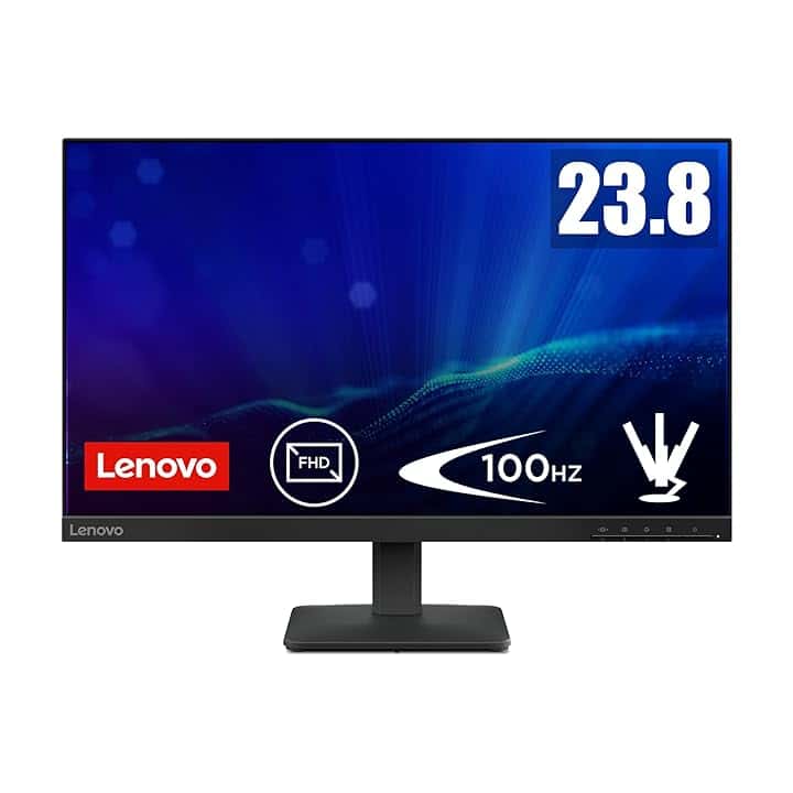 Lenovo L24‑41 Monitor 24 Pollici Full HD IPS, 100Hz, Regolabile, Tecnologia Eye Care Antisfarfallio, HDMI & VGA, Ideale per Ufficio, Studio e Home Office