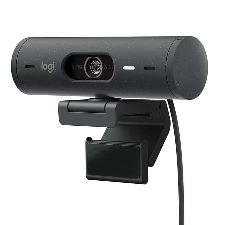 Logitech Brio 500 Webcam Full HD Correzione Luce, Show Mode, Microfono Riduzione del Rumore, Copertura Privacy, Streaming, Funziona con Microsoft Teams, Google Meet, Zoom, Cavo USB-C - Grafite