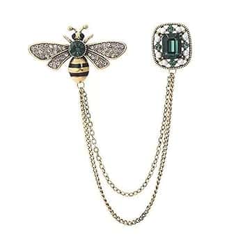sundrerfect Broche Ape Vintage con Cristalli CZ e Catene a Frange, Spilla da Colletto Elegante per Donna e Uomo, Accessorio per Cappello, Sciarpa, Cravatta