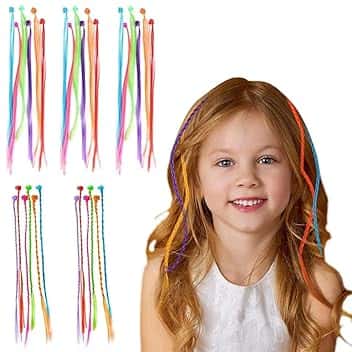 ZKGYUS 30 pezzi Clip-in Trecce Colorate con Molletta per Capelli, Estensioni per Bambini con Fermagli, Decorazioni per Ragazze