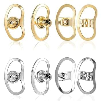 VONJUMA 4 Paia Ferma Orecchini Per Le Orecchie Cadenti Ferma Orecchini Indietro Per Orecchini Pesanti E Borchie Chiusure Orecchini Per Le Donne Oro Platino