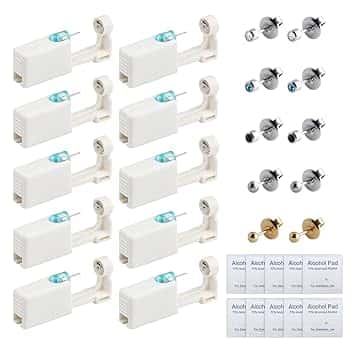 CONNECTION Pistola Orecchini,Pistola per Piercing All'orecchio,Pistola Orecchini Usa e Getta,Pistola Buchi Orecchie Asettiche Per Le Orecchie Sicurezza Pistola Piercing per Ragazze, Donna e Uomo,10Pcs