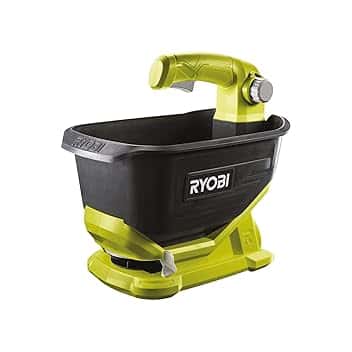 RYOBI Spargitore a Batteria 18V One+ 4L Senza Fili con Flusso Regolabile 2,5–3,5 m, Sistema Anti-Intasamento, Distribuzione Uniforme di Sementi, Fertilizzanti e Sale, Batteria Non Inclusa, OSS1800
