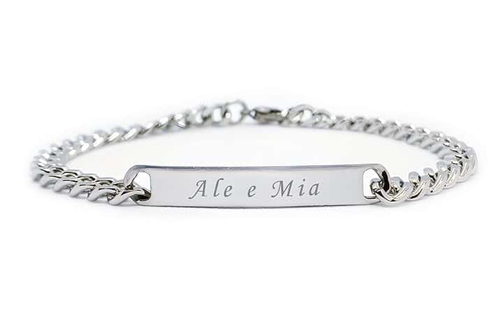 ByClay Laboratory Braccialetto Incisione Uomo o Donna Personalizzabile | Bracciale Catena con piastrina personalizzato in acciaio inossidabile