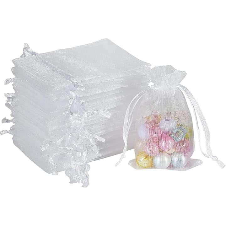 GHPKOTW 50 Sacchetti in Organza 7 X 9 Cm, Sacchetti Per Confetti, Gioielli, Matrimonio, Lavanda - Bomboniere Nuziali